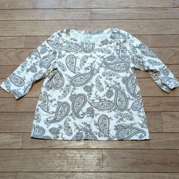 croft & barrow Tops - Women's Croft & Barrow white paisley print blouse size XXL